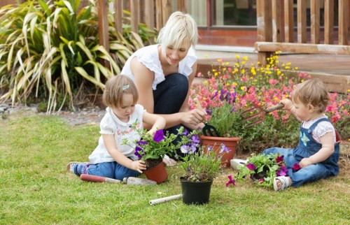 Seasonal plants and shrubs arranged for a local property planting project